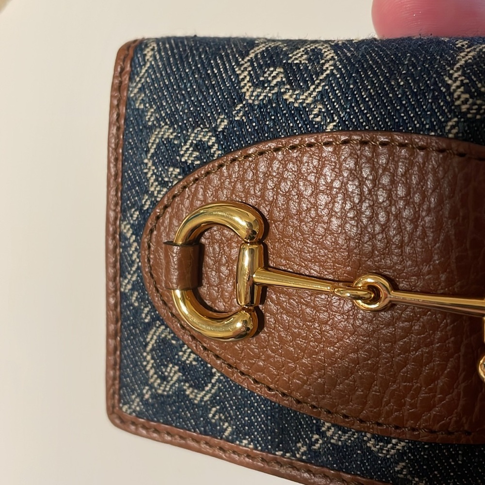 Gucci 1955 blue denim brown leather card holder - Picture 13 of 13